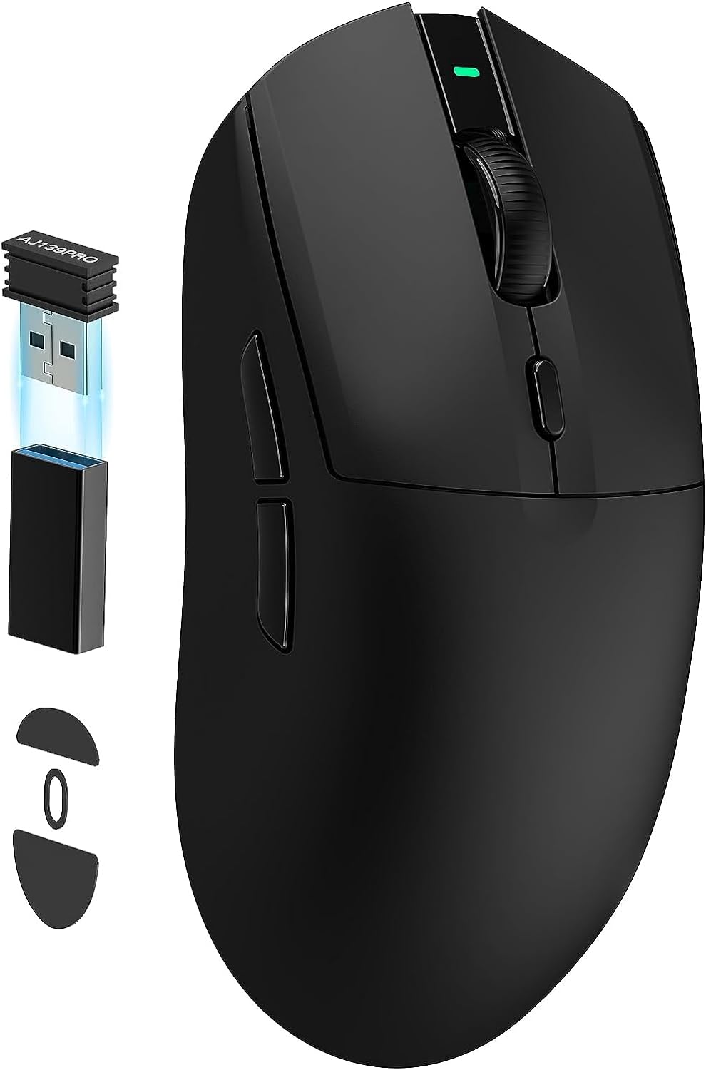 A.JAZZ AJ139 G Pro Wireless Gaming Mouse Ultra-lightweight 59g with Dual Mode-Type C Wired%2f2.4Ghz USB Receiver up to 26000DPI 6 Programmable Button Ergonomic Symmetric for PS4 XBox PC Mac Gamer(Black)