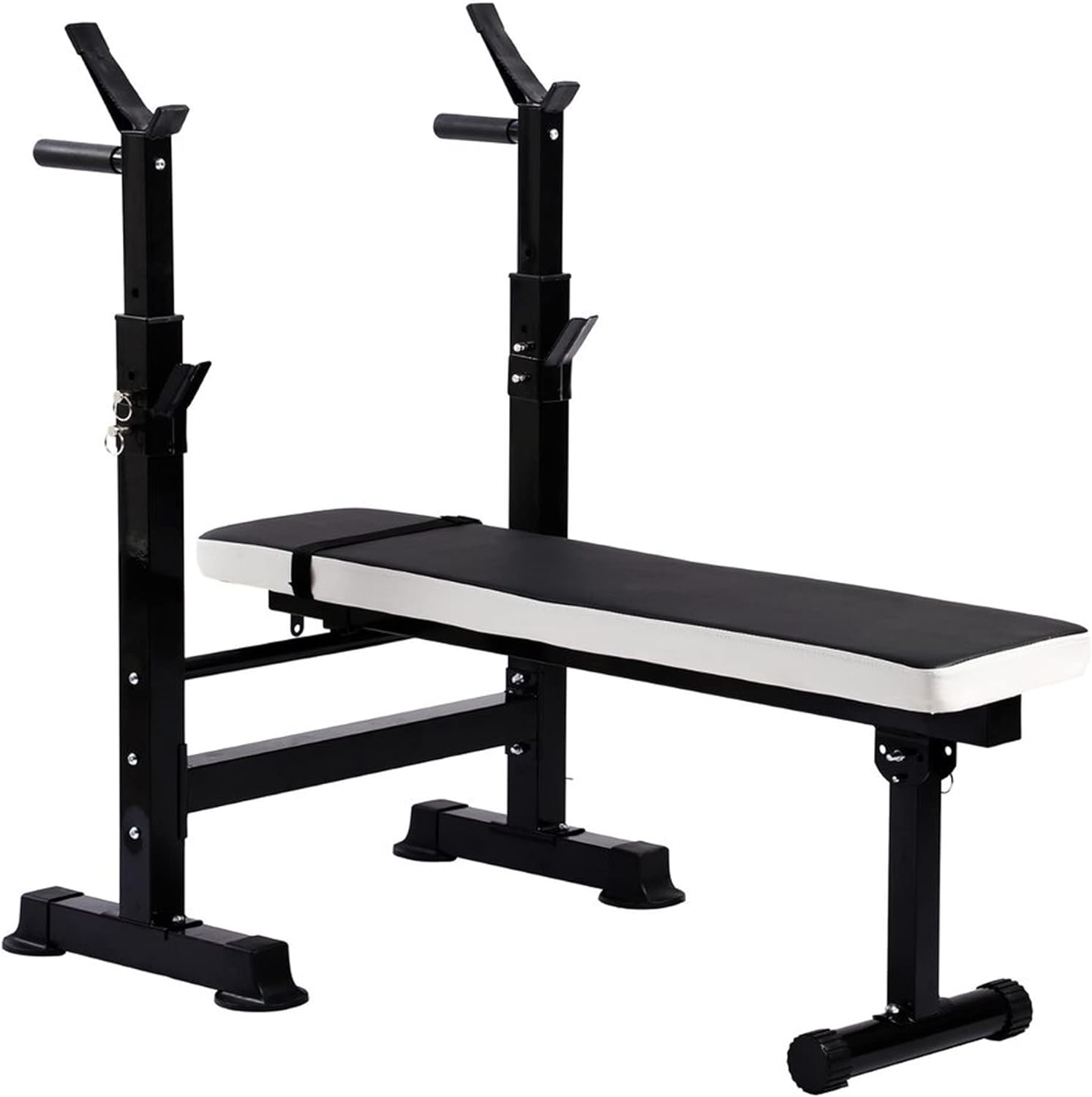 BalanceFrom Adjustable Folding Multifunctional Workout Station Adjustable Olympic Workout Bench with Squat Rack