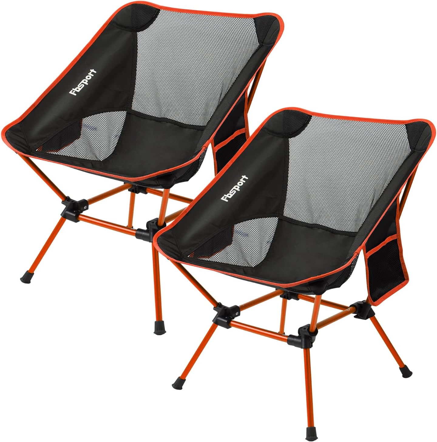 FBSPORT 2 Pack Portable Camping Chairs Lightweight Backpacking Chair Compact & Heavy Duty for Camp, Backpack, Hiking, Beach, Picnic, with Carry Bag