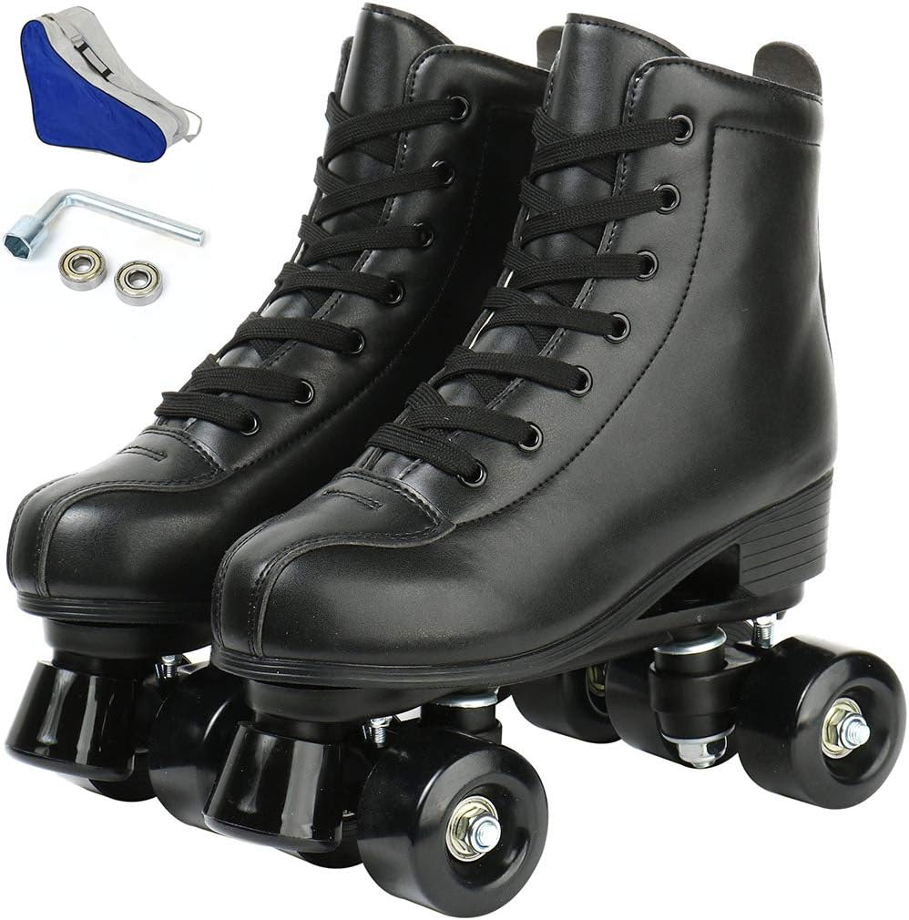 Roller Skates for Women Men Shiny Double Row Four Wheels Roller Skates Womens Roller Skates with Shoes Bag