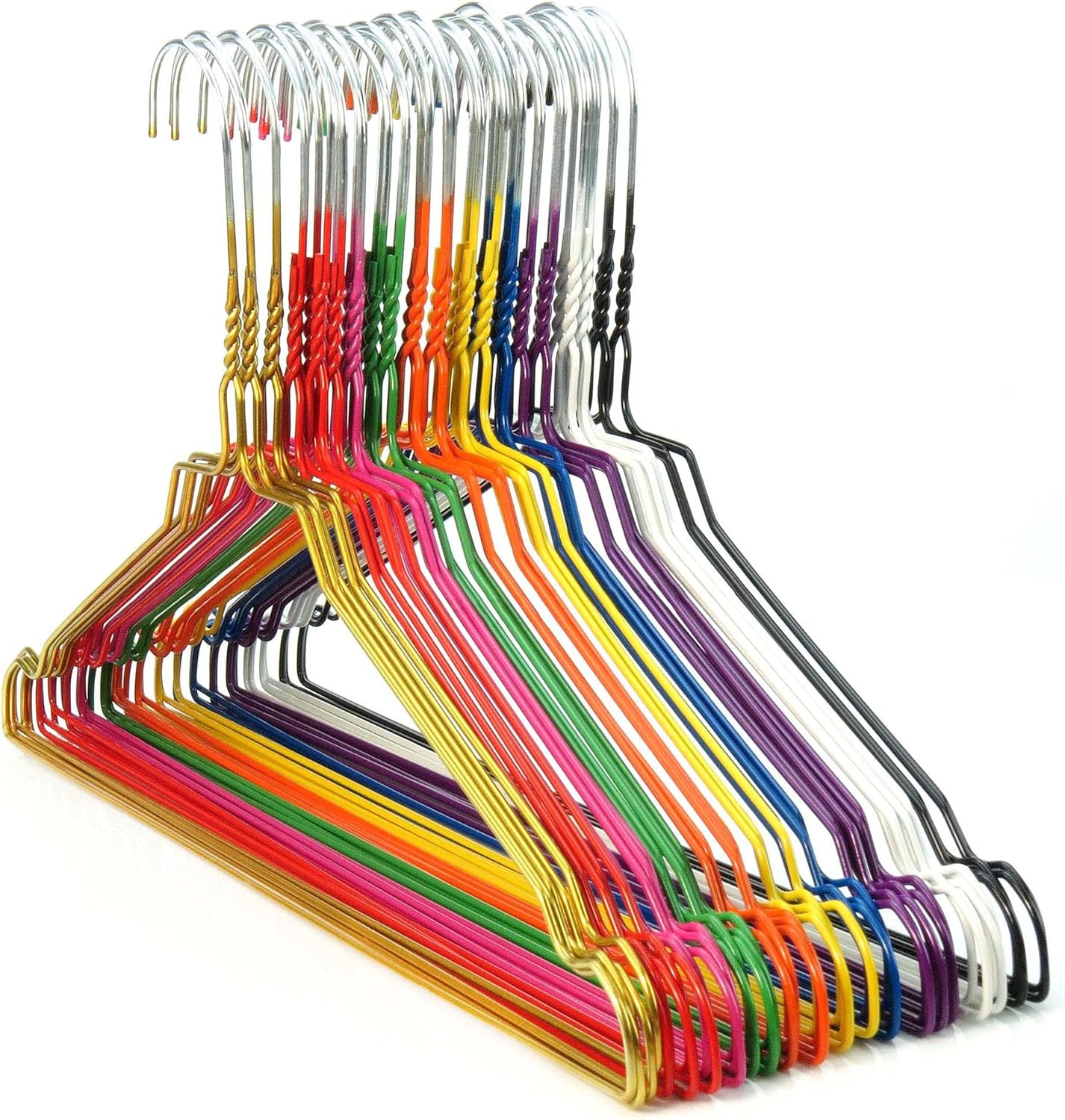 HANGERWORLD 20 Mixed Color Coating 16inch Metal Wire 13 Gauge Pants Bar Coat Clothes Garment Hangers