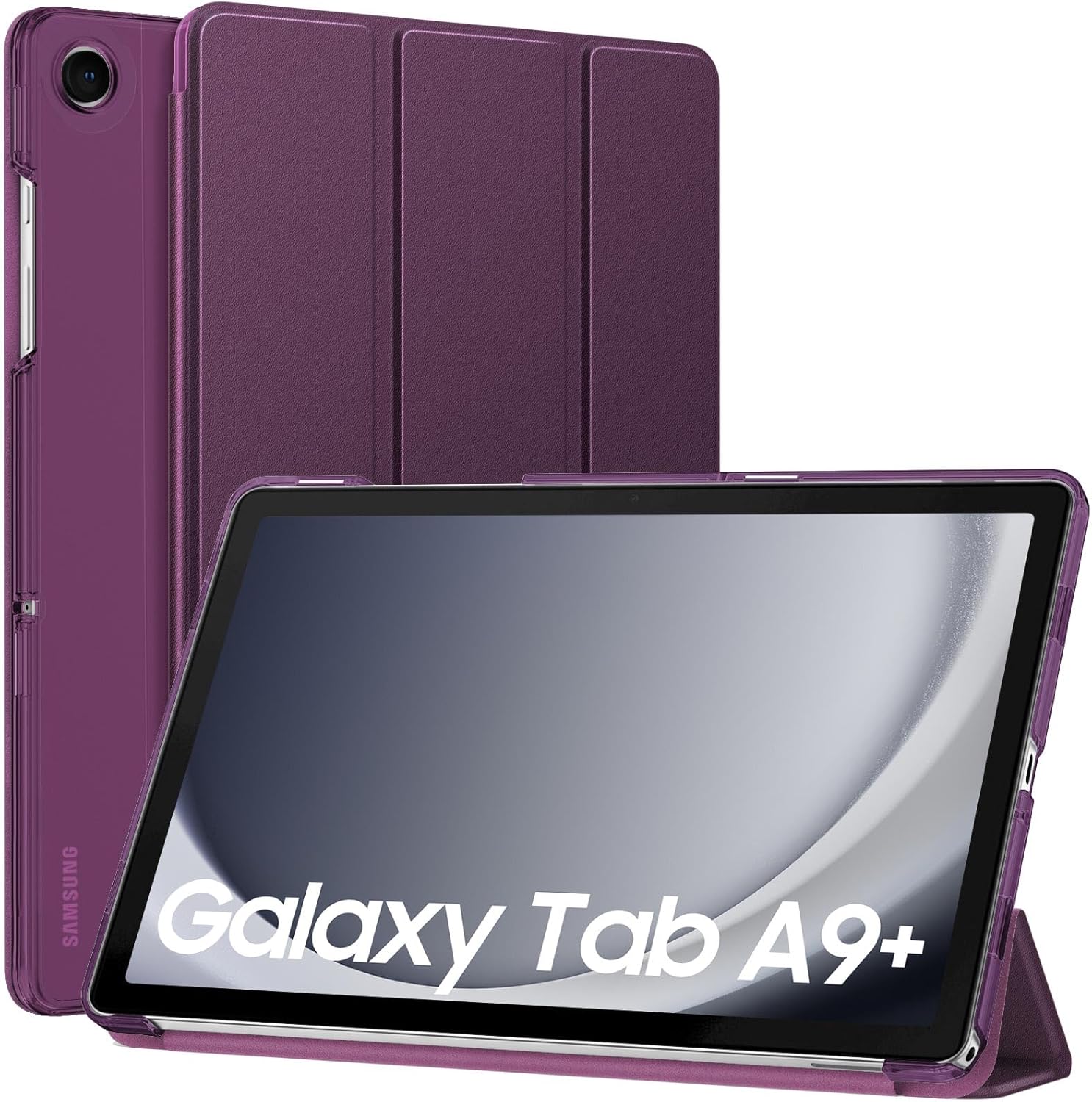 MoKo Case for Galaxy Tab A9+/A9 Plus 11 inch 2023, Slim Stand Protective Smart Cover with Hard PC Translucent Back Shell for Tab A9 Plus Tablet (SM-X210/X216/X218), Auto Wake/Sleep, Dark Purple