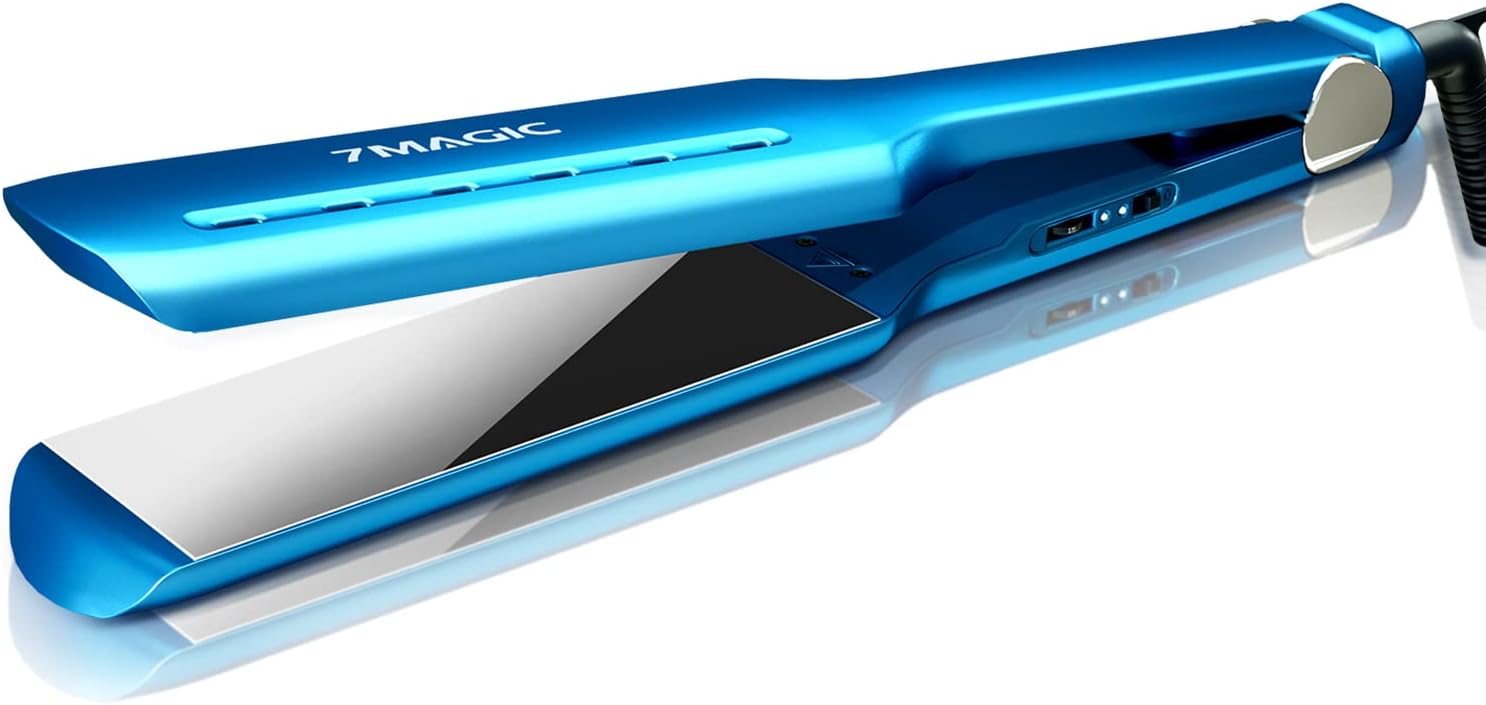 Nano Titanium 1.7 Wide Flat Iron for All Hair - Straightener with 5 Temps and Dual Voltage