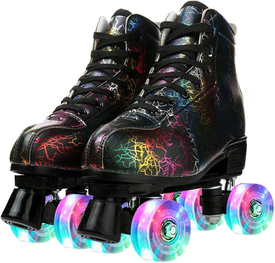 Roller Skates for Women and Mens, Classic High-top 4 Wheels Skating Roller Double Row Skates for Indoor and Outdoor Unisex Christmas Party with Bag