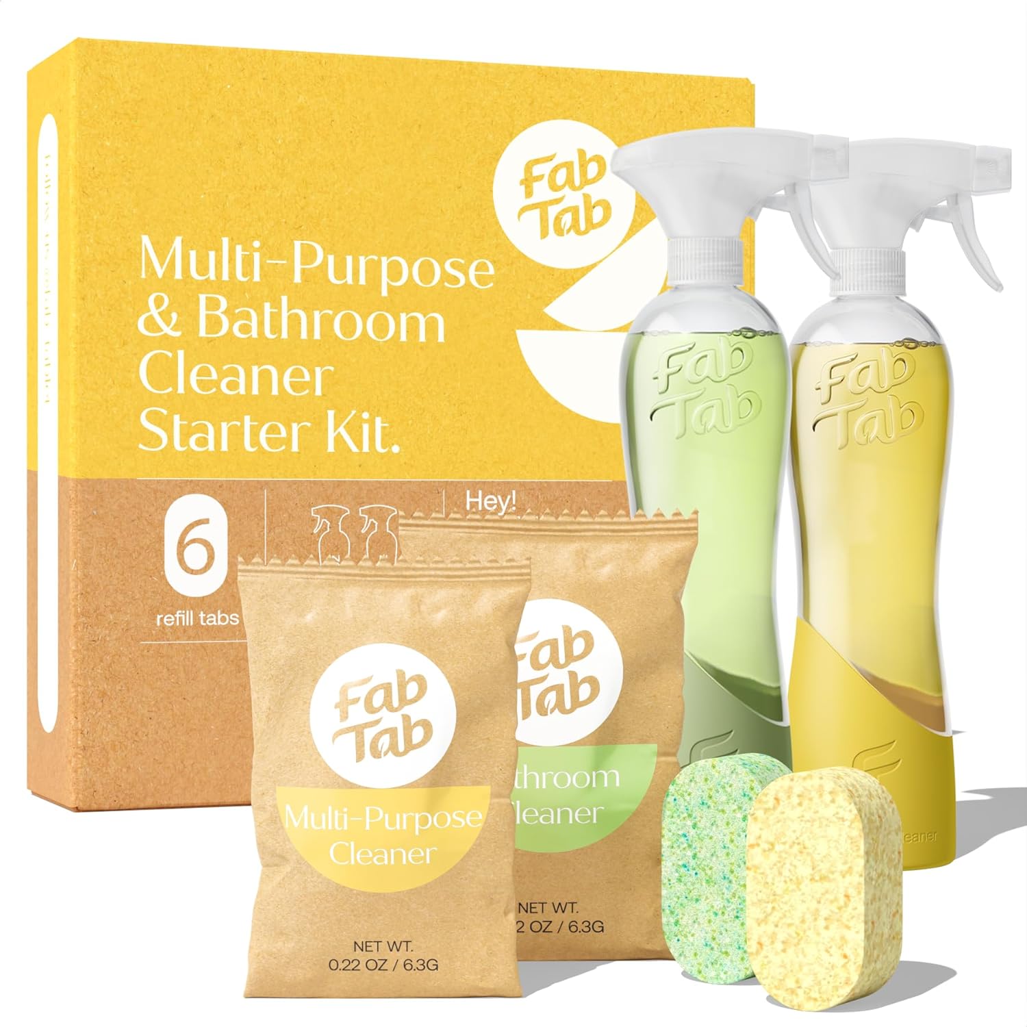 Multi-Purpose & Bathroom Cleaner Starter Kit - Natural Cleaning Products - Household Cleaners - All-Purpose Cleaner Tablets - Plant-Based - No Harsh Chemicals