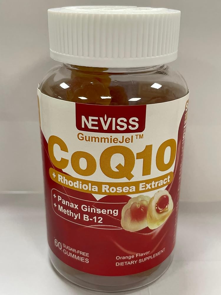 NEVISS Sugar Free CoQ10-200mg 400mg Filled Gummies with Rhodiola Rose, B12, 1Pack