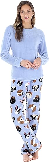 PajamaMania Women' Fleece Long Sleeve Pajama PJ Set