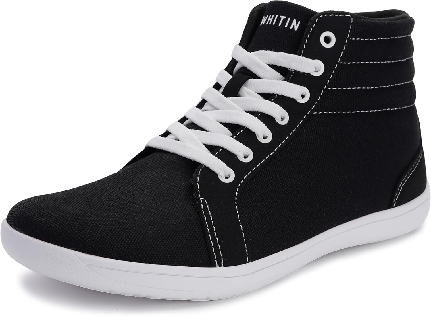 WHITIN Men's Wide Hi-top Minimalist Barefoot Sneakers | Zero Drop Sole | Cushioned Ankle Support