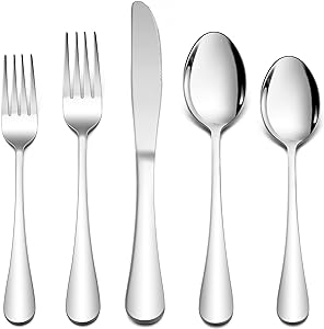 LIANYU 30 Piece Flatware Silverware Set for 6, Stainless Steel Cutlery Eating Utensils, Mirror Finished, Dishwasher Safe