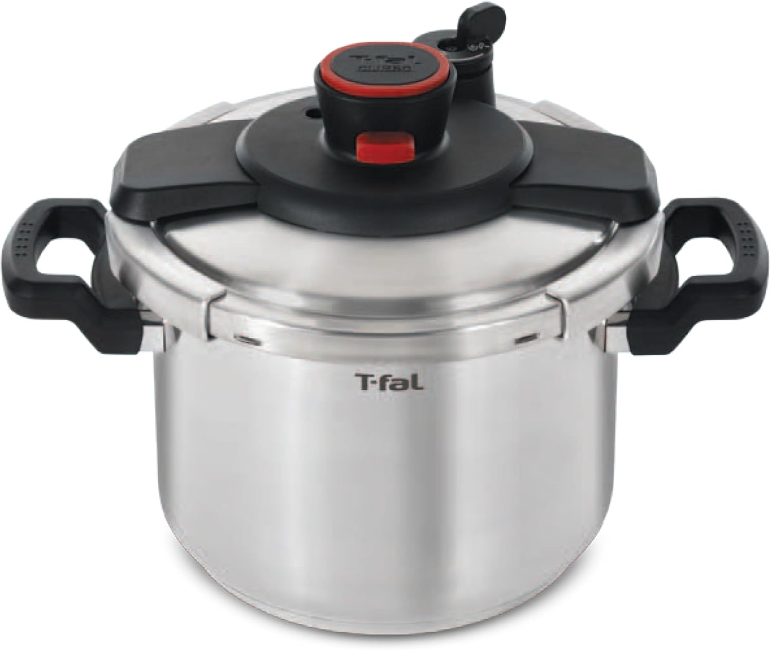 T-fal Clipso Stainless Steel Pressure Cooker 6.3 Quart, Induction , Secure locking System, One Hand System, Recipe Book Included, Cookware, Pots and Pans, Kitchen, Dishwasher Safe, Silver