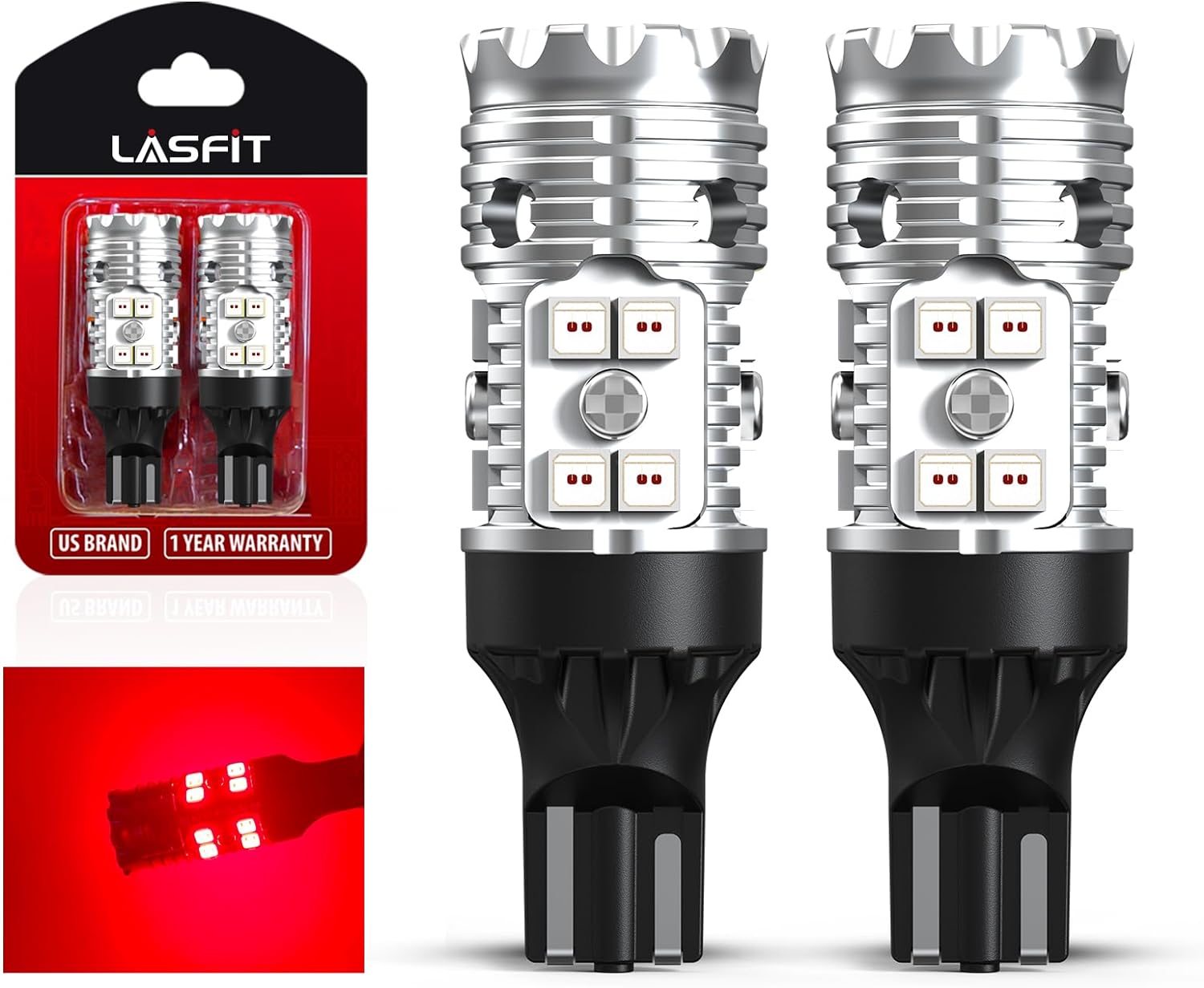 LASFIT Upgraded Red 921 912 T15 CANBUS Ready Error Free Anti Hyper Flash LED Third Brake Center High Mount Stop Light Bulb for Ram 2019-2020, 2023