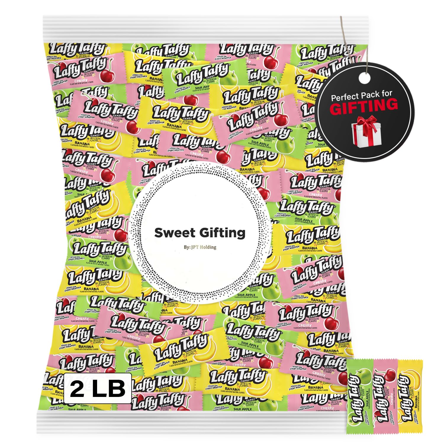 Laffy Taffy Bulk Candy - 2lb Cherry, Sour Apple & Banana Laffy Taffy for Mothers Day Assorted Flavor - Pack of Individually