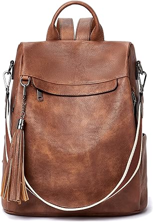 Telena Backpack Purse for Women, PU Leather Anti Theft Travel Backpack Purse Shoulder Bags with Tassel