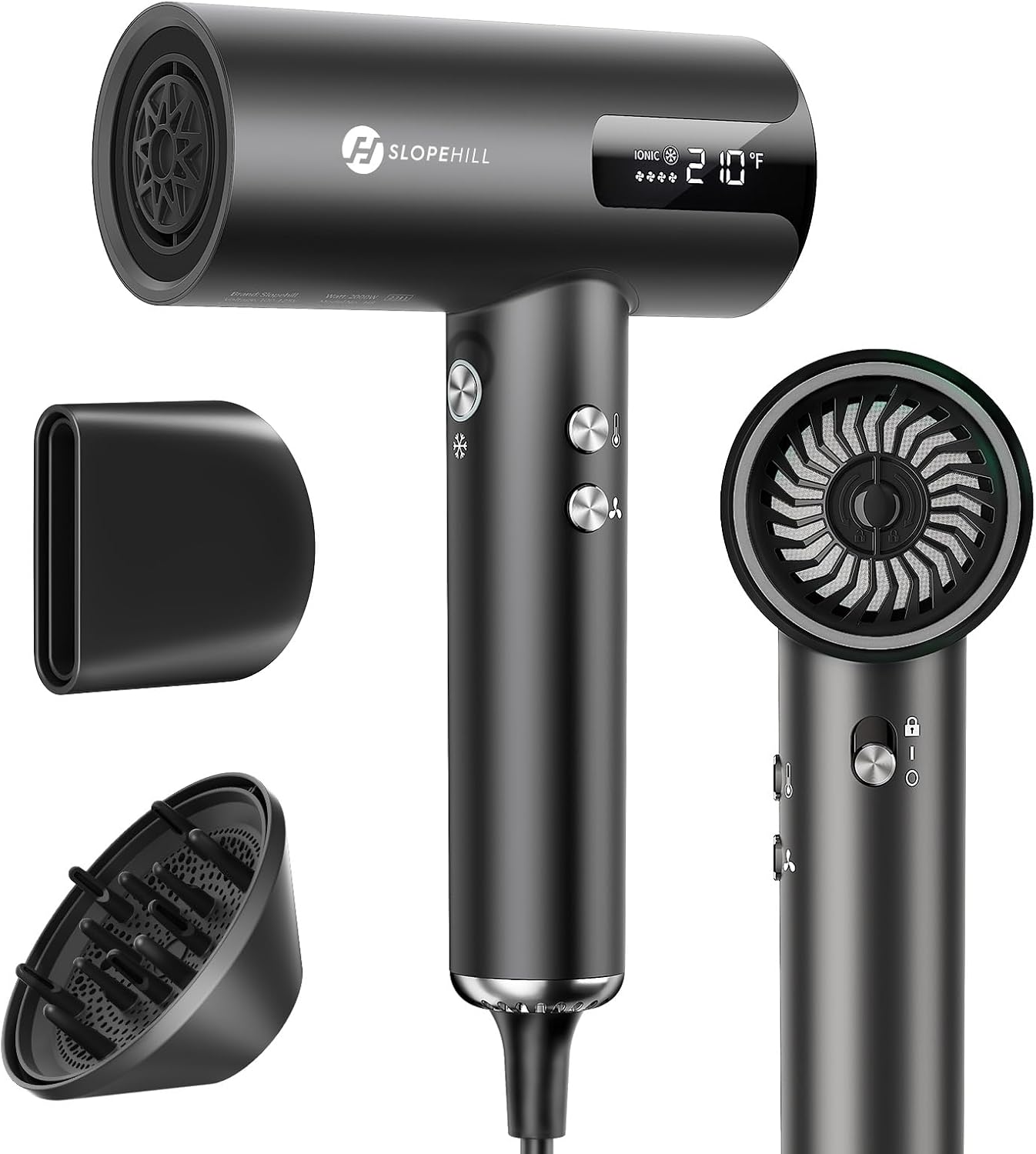 Hair Dryer - slopehill Ionic Hair Dryer, Professional Blow Dryer with High Speed Brushless Motor for Faster Drying, Portable & Quiet, Salon/Home/Travel, Women,Men[Add to Cart:Get Concentrator