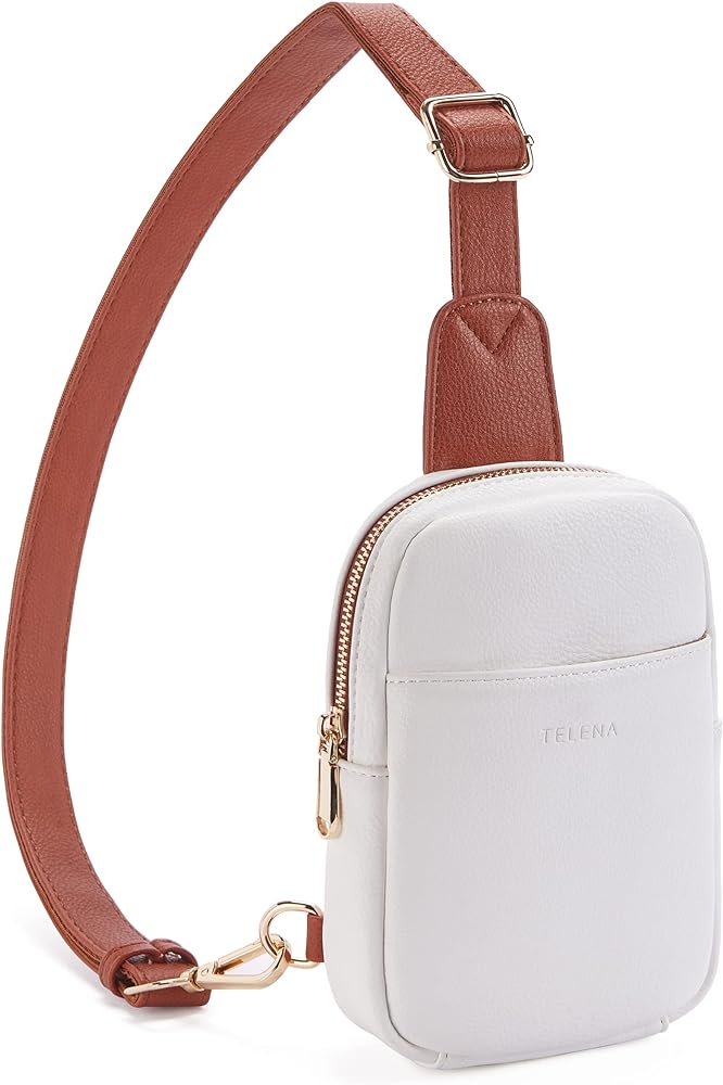 Telena Small Sling Bag for Women Leather Crossbody Fanny Packs Chest Bag for Women