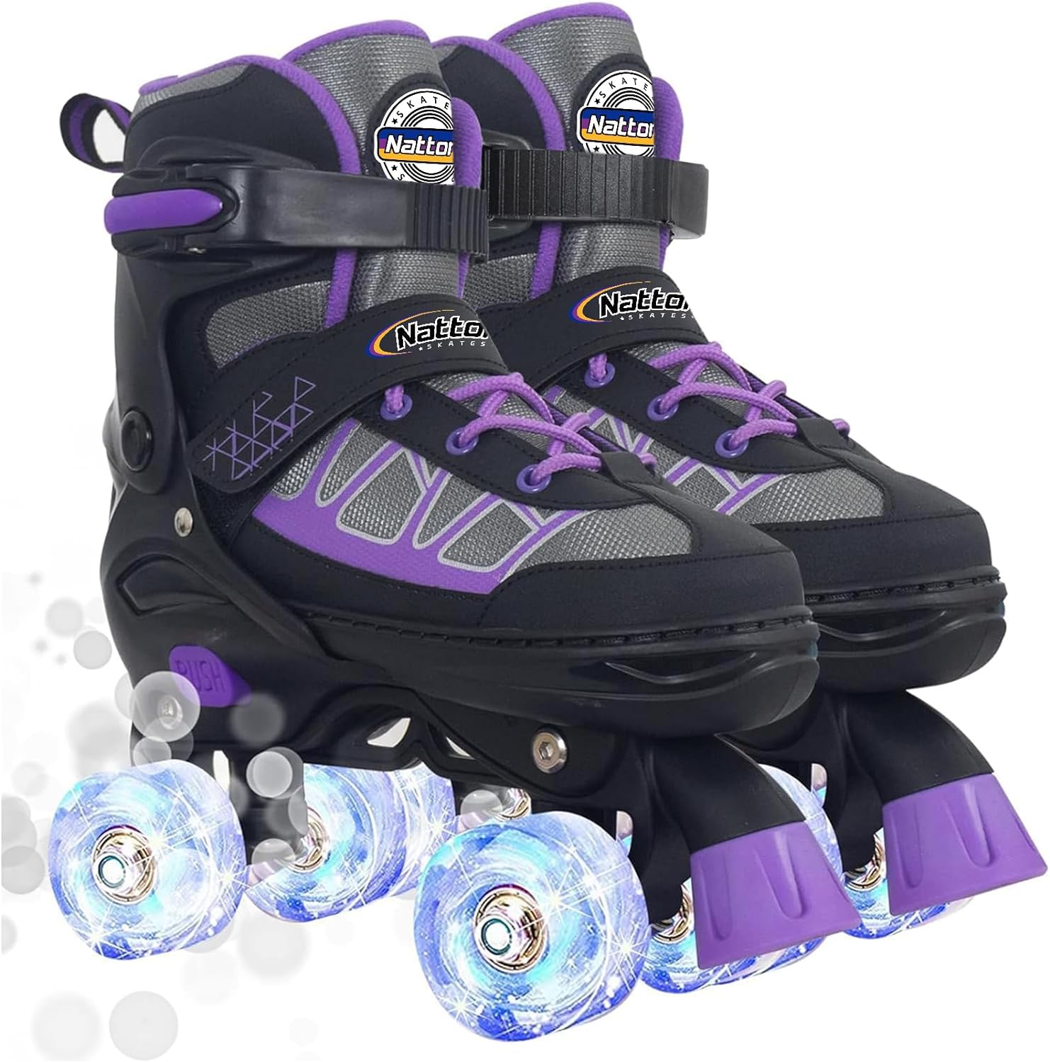 Nattork Roller Skates for Kids Boys Girls, 4 Size Adjustable Rollerskates with Light Up Wheels for Children Beginners for Outdoor Indoor