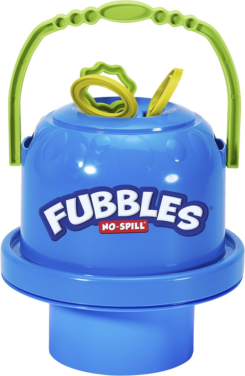 Little Kids Fubbles No-Spill Big Bubble Bucket in Blue for Multi-Child Play, Made in the USA