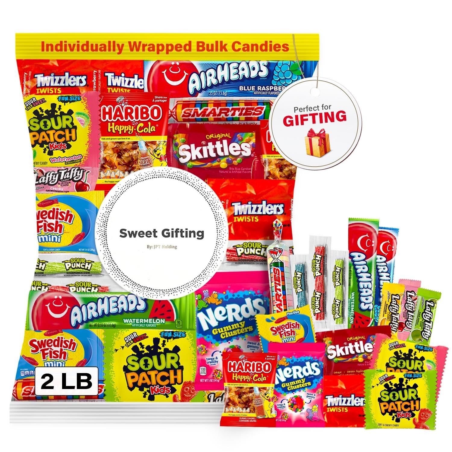 Sweet Gifting Assorted Candy Variety Pack - 2LB Bulk Candy Individually Wrapped - Candy Bags for Kids Birthday Party - Candy Bulk Assortment Pinata Stuffers - Mixed Candy Bags Party Favors