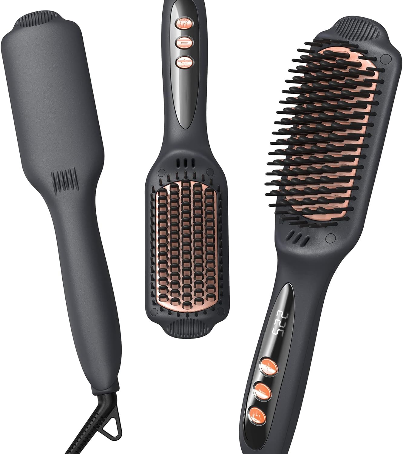 LANDOT Hair Straightener Brush Heated Straightening Brush: Negative Ion Ceramic Hot Hair Brush Straightener for Smooth Frizz-Free Hair