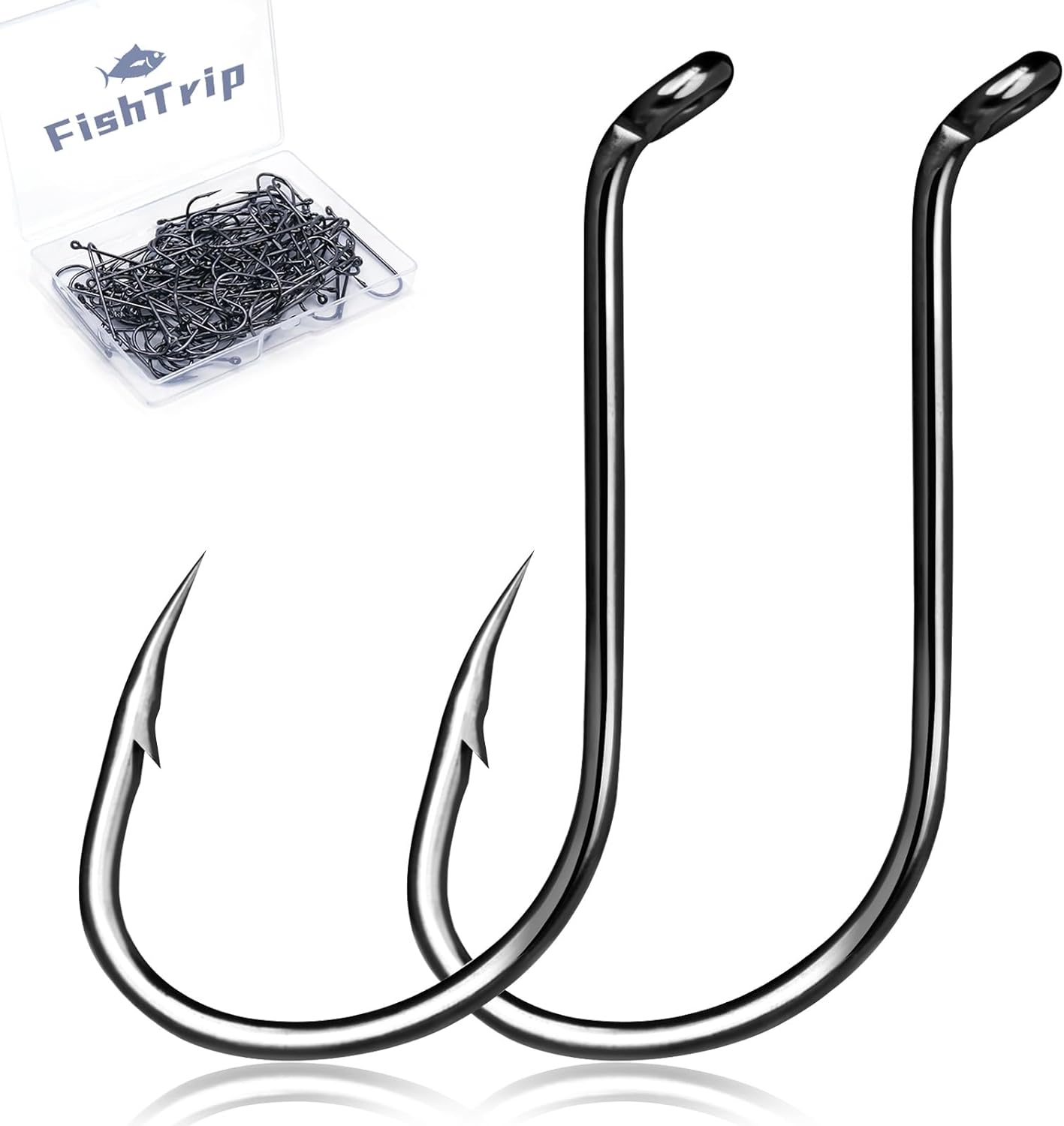 Octopus Hooks Fishing Saltwater - 100pcs/50pcs Offset Beak Fish Hooks/Closed Eye/Barded/Black for Fishing Rigs Bass Catfish