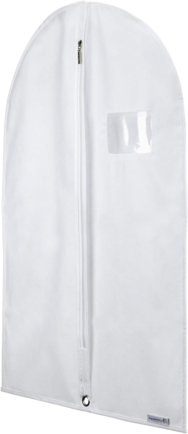 HANGERWORLD Kids Garment Bag, 30inch x 18inch White Breathable Clothes Cover for Baby Toddler and Child