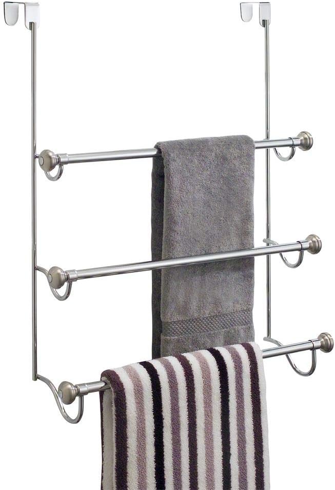 iDesign Over the Door Towel Rack, The York Collection, 1.5 x 7 x 22.8, Brushed Nickel