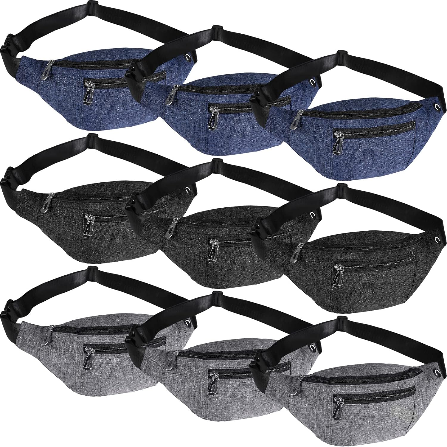 Amylove 9 Pack Fanny Pack for Men Women Waterproof Waist Packs with Adjustable Belt Crossbody Waist Bag for Travel Hiking Running Outdoor Sports