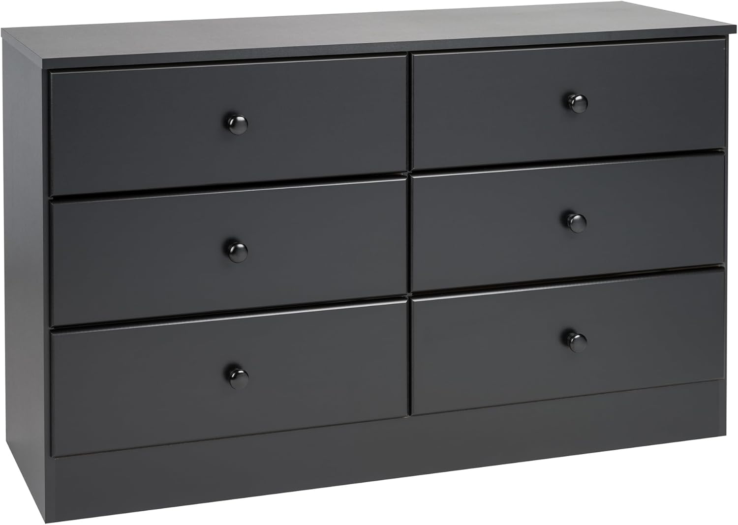 Prepac Astrid 6 Drawer Double Dresser For Bedroom, 16 D x 47.25 W x 28.25 H, Black