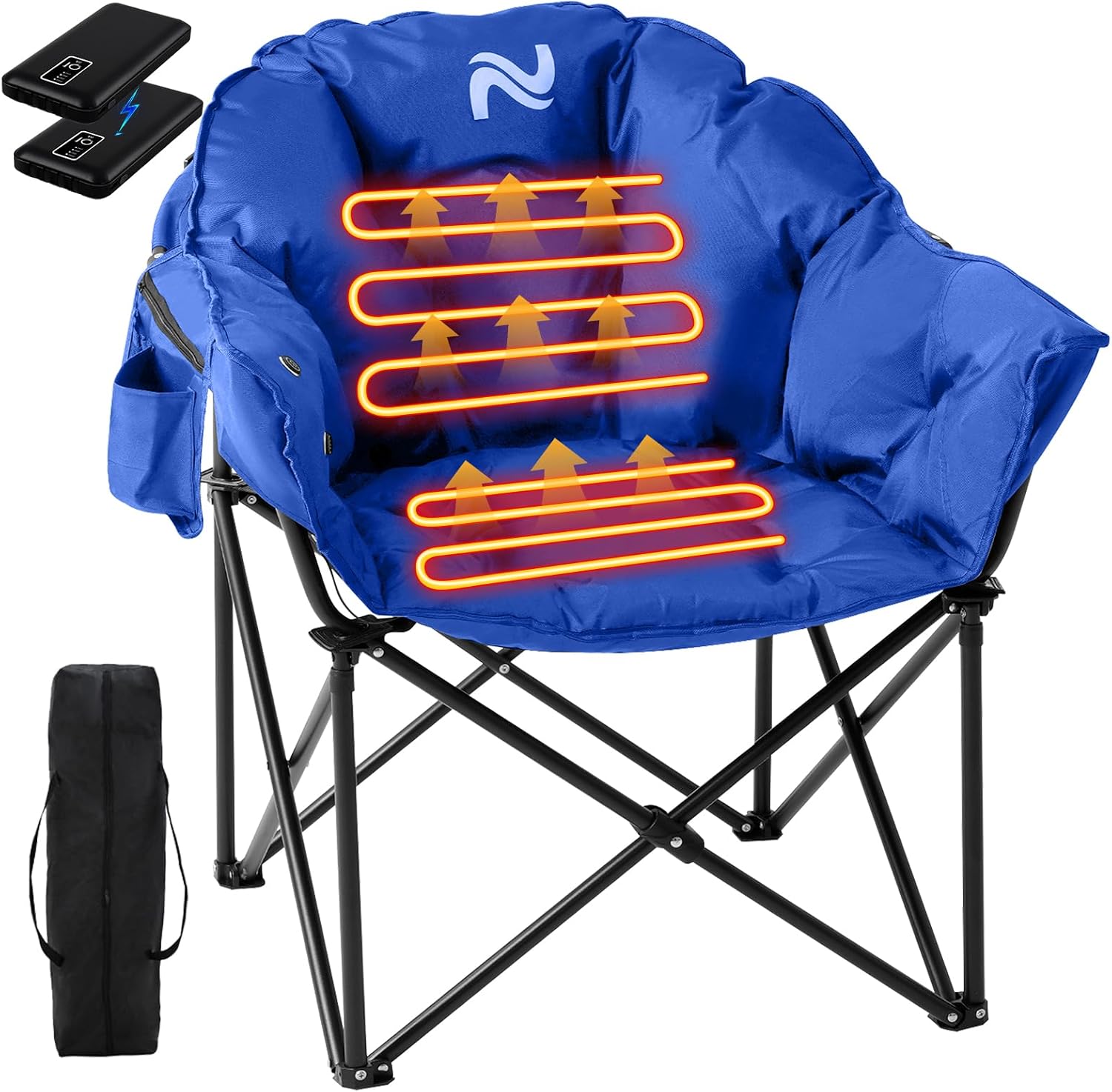 Slsy Heated Camping Chair Oversized, Outdoor Portable Heated Folding Chairs, Heated Foldable Chair Seat Supports 500 lbs, Heating Chair for Outdoor Sports, Camping, Patio, and Picnics