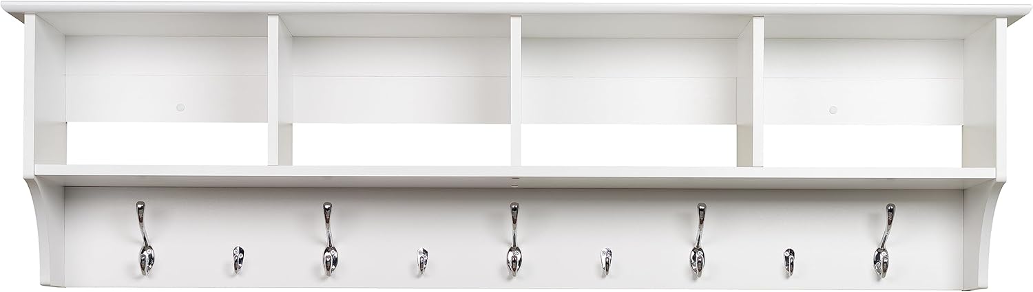 Prepac 60 inch Wide Hanging Entryway Shelf, White