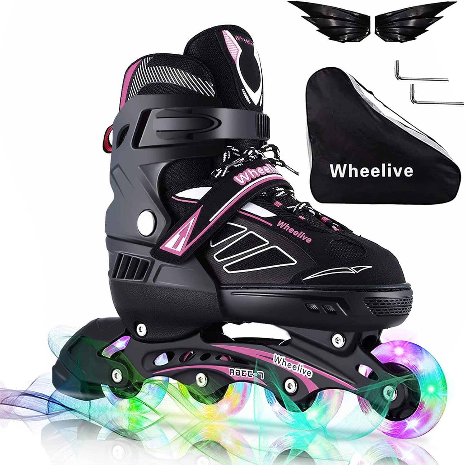 Adjustable Inline Skates for Kids and Adults, Roller Skates Performance Skates with Light Up Wheels Ideal for Youth Boys and Girls, Men and Women