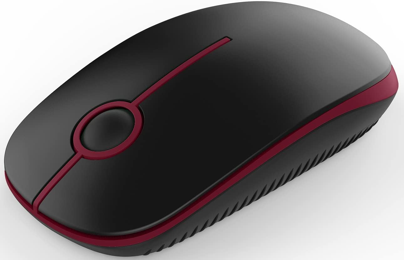 VssoPlor Wireless Mouse, 2.4G Slim Portable Computer Mice with Nano Receiver for Notebook, PC, Laptop, Computer-Black Red