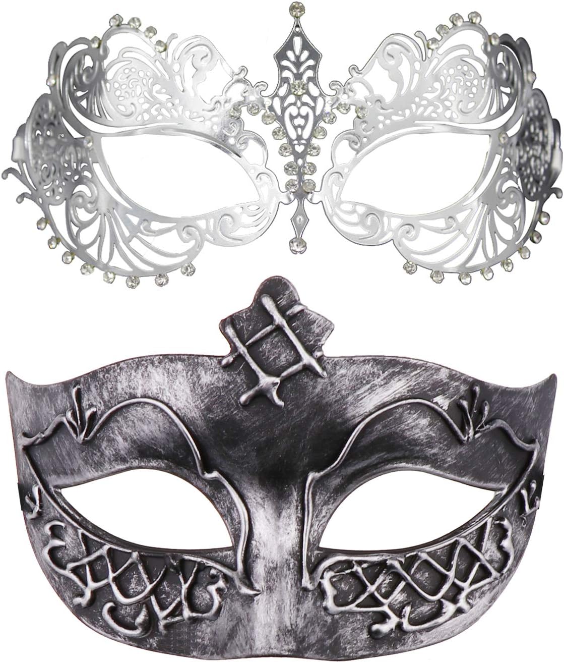 Thmyo One Pair Couple's Venetian Masquerade Masks,Crown Mask Costumes Mardi Gras Prom Mask