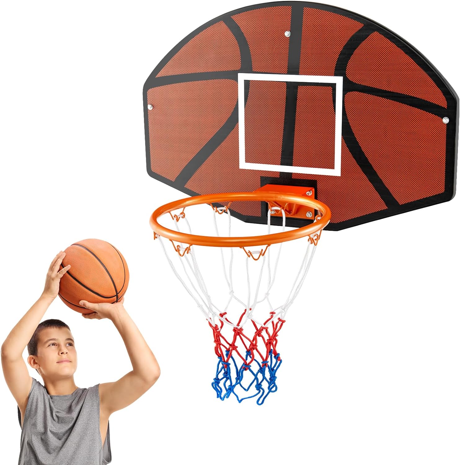 Goplus+Wall+Mount+Basketball+Hoop%2c+26%22+x+17.5%22+Indoor+Outdoor+Basketball+Games+w%2fLarge+Shatter-Proof+Backboard%2c+Anti-Tear+Net%2c+Door+Wall+Mounted+Basketball+Playset+for+Backyard+Family+Kids+Adults