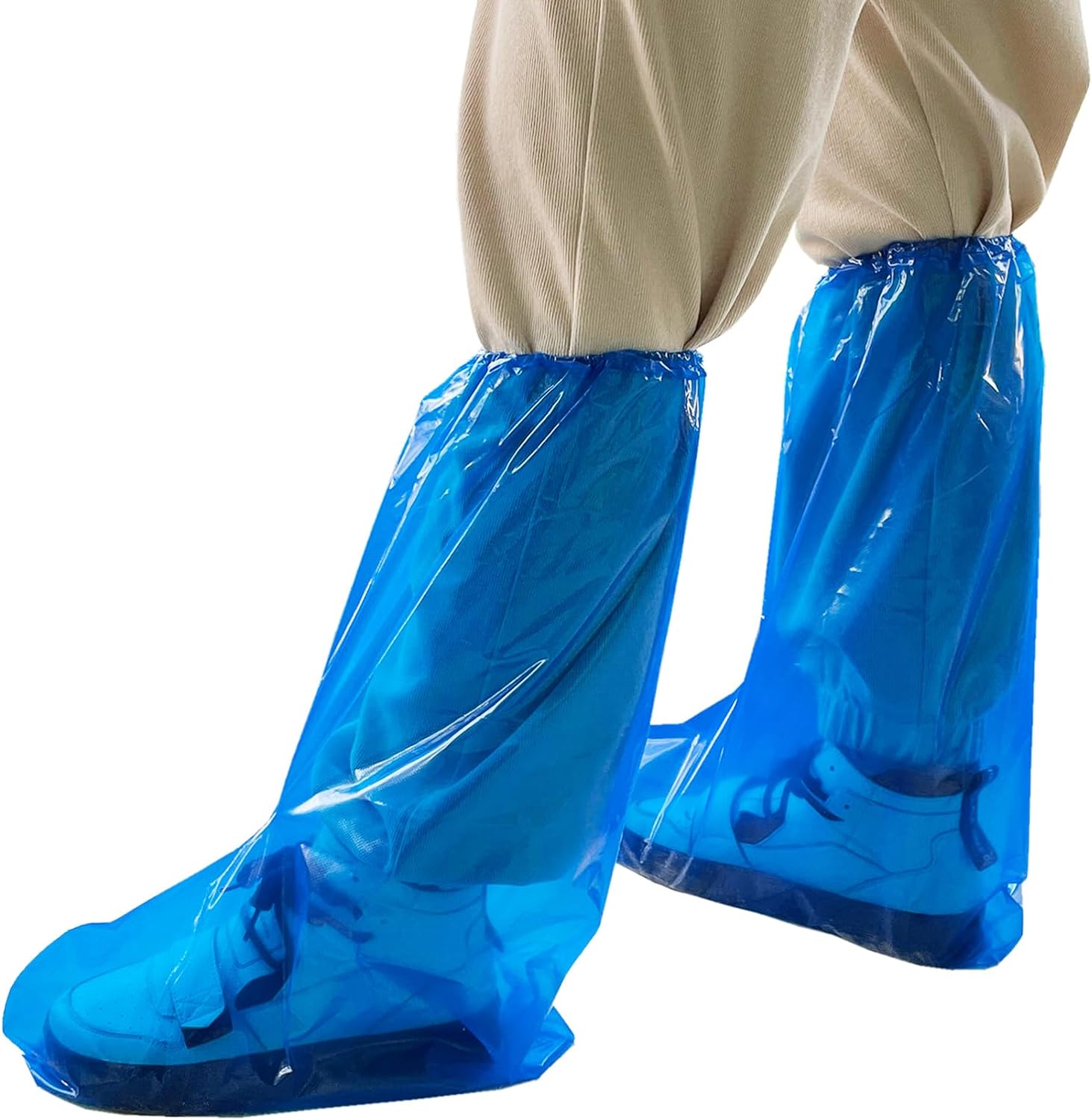 Yuzrbu 50 Pcs (25 Pairs) Disposable Thicker Boot and Shoe Covers 19 inch Tall Extra Large Waterproof Anti-Slip Overshoe