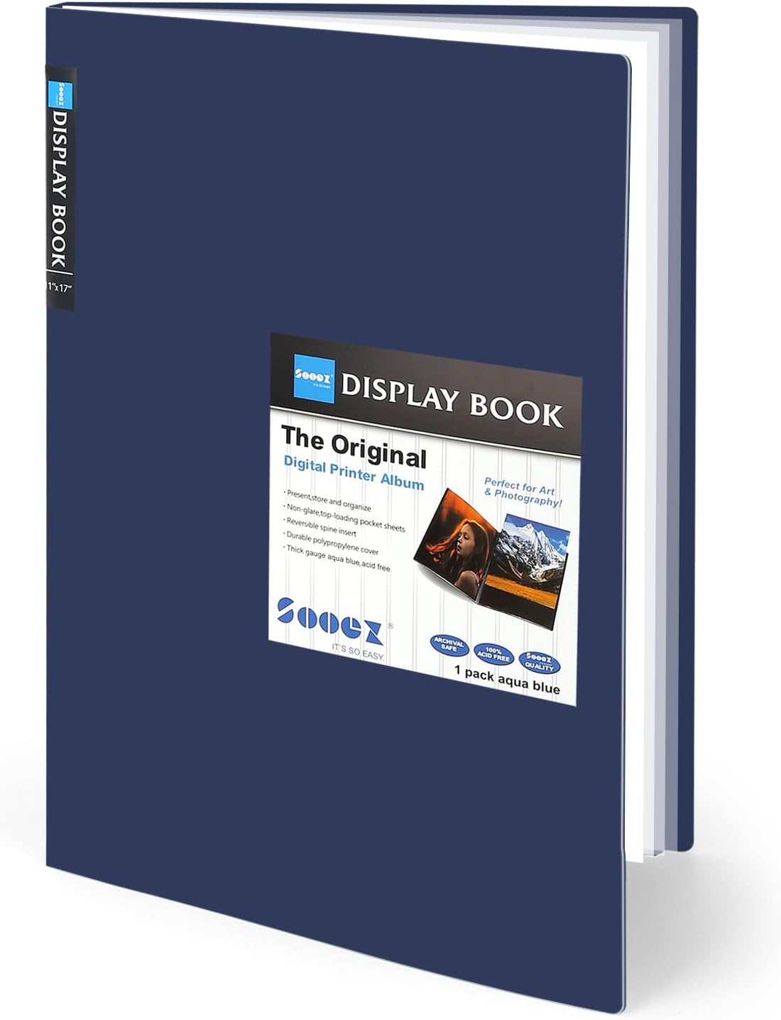 Sooez Art Portfolios 11x17, Large Portfolio Folder with 30 Pockets & Black Inner Sheets, Display 60 Pages, 11 x 17 Presentation Book for Artwork Storage, Binder with Plastic Sleeves for Artist