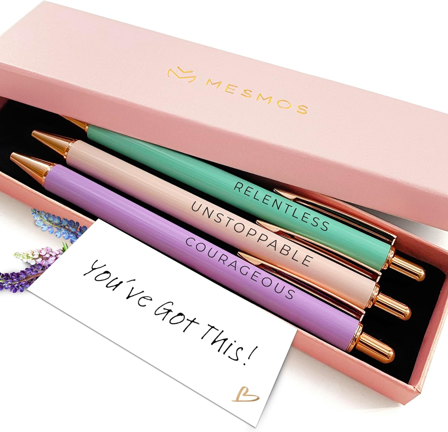 MESMOS Fancy Pen Set - Inspirational Gifts for Women, Office Motivational Writing Pens for Boss Lady, Unique Click Pens for Servers and Promotions