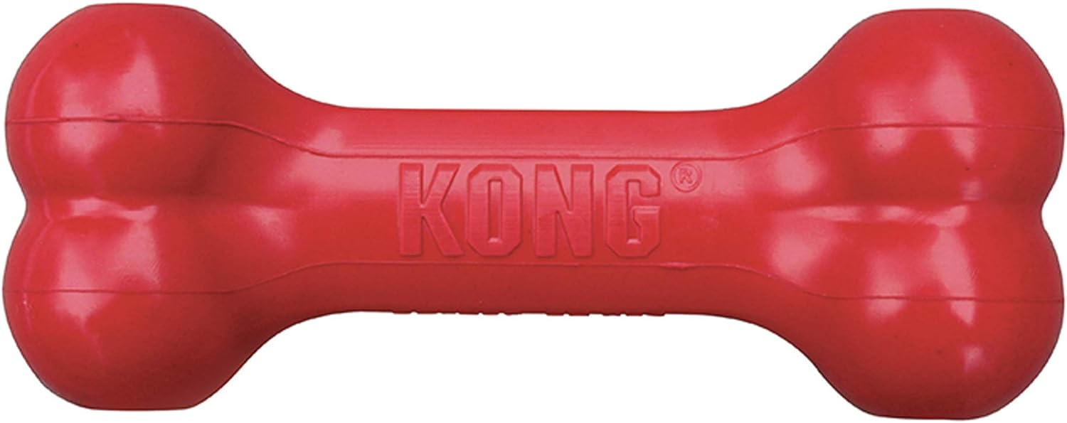 KONG Goodie Bone - Classic Durable Natural Rubber Dog Bone, Supports Mental Engagement - Treat Dispensing - Red - for Small Dogs