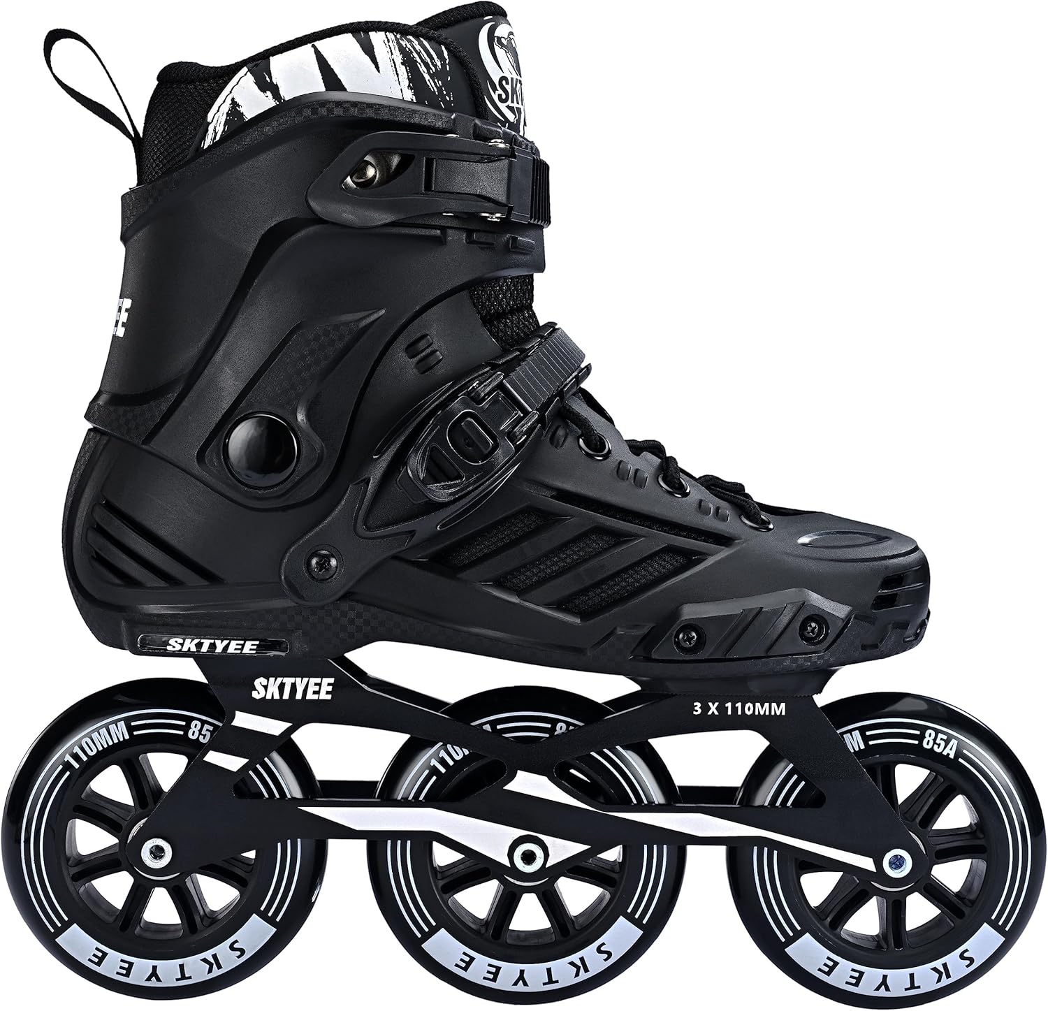 3 Wheels Inline Skates for Men Women, High Performance Adult Inline Speed Skates with 110mm Wheels, Professional Fitness Speed Skates for Unisex Black