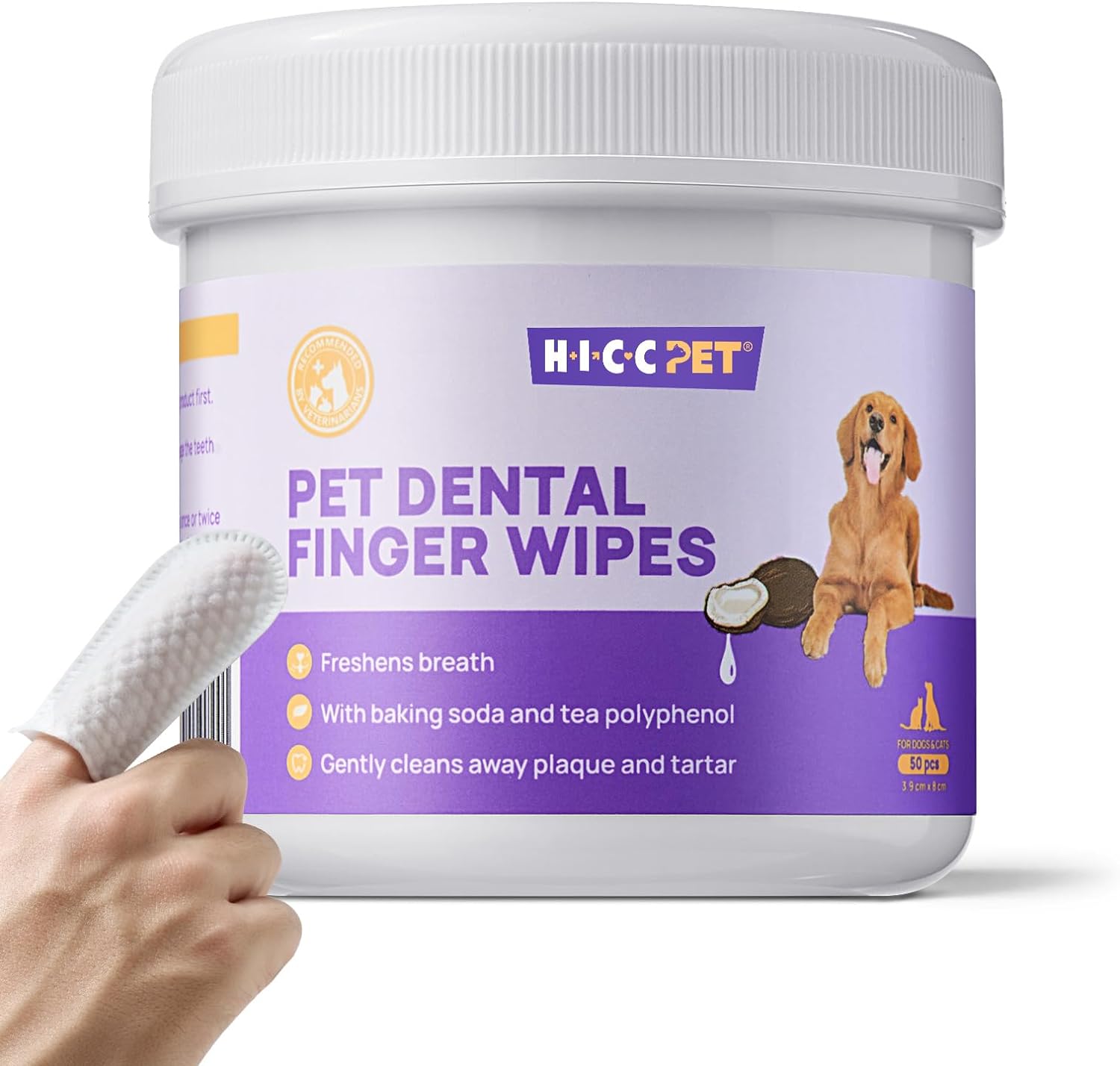 These dental finger wipes are a convenient way to maintain my pet's oral hygiene without the hassle of brushing. They effectively remove plaque and freshen breath, making dental care easier. However, I wish the texture was softer as my pet seems a bit uncomfortable during the cleaning process. Despite this, they're still a handy tool for keeping my furry friend's teeth clean and healthy!