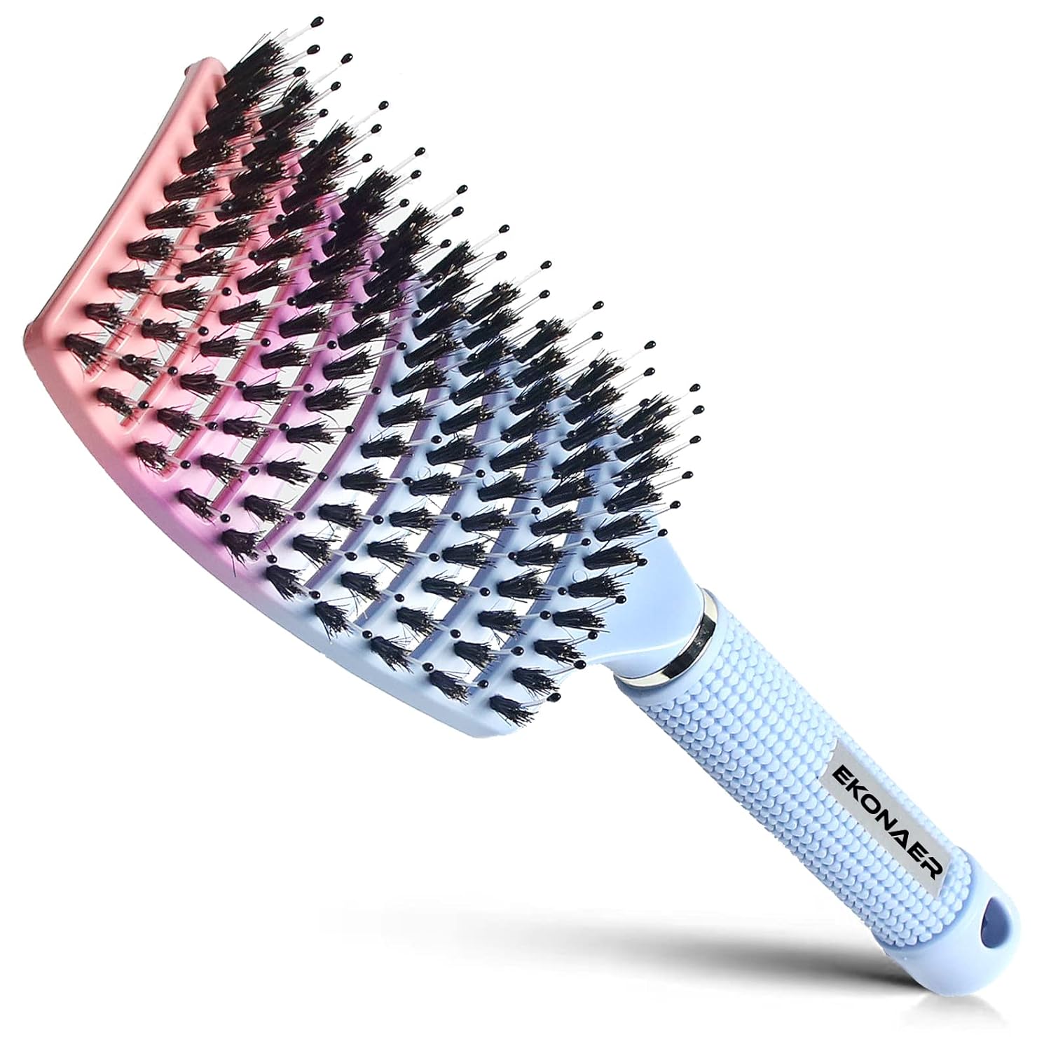 Detangling Brush Boar Bristles Hair Brush for Adult & Kids Wet or Dry Hair,Curved and Vented Detangler Brush - Adds Shine and Makes Hair Smooth(Blue)