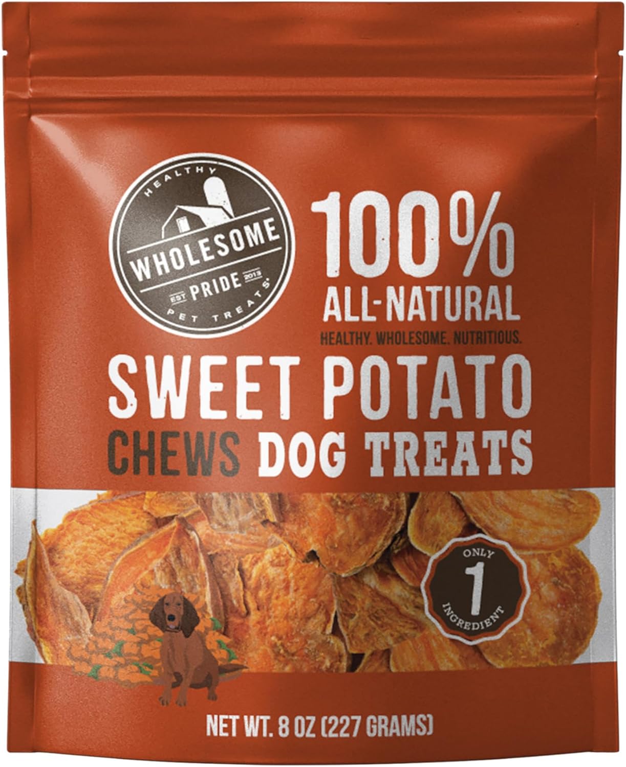 Wholesome Pride Sweet Potato Chews 100% All-Natural Single Ingredient Dog Treats, 8 oz