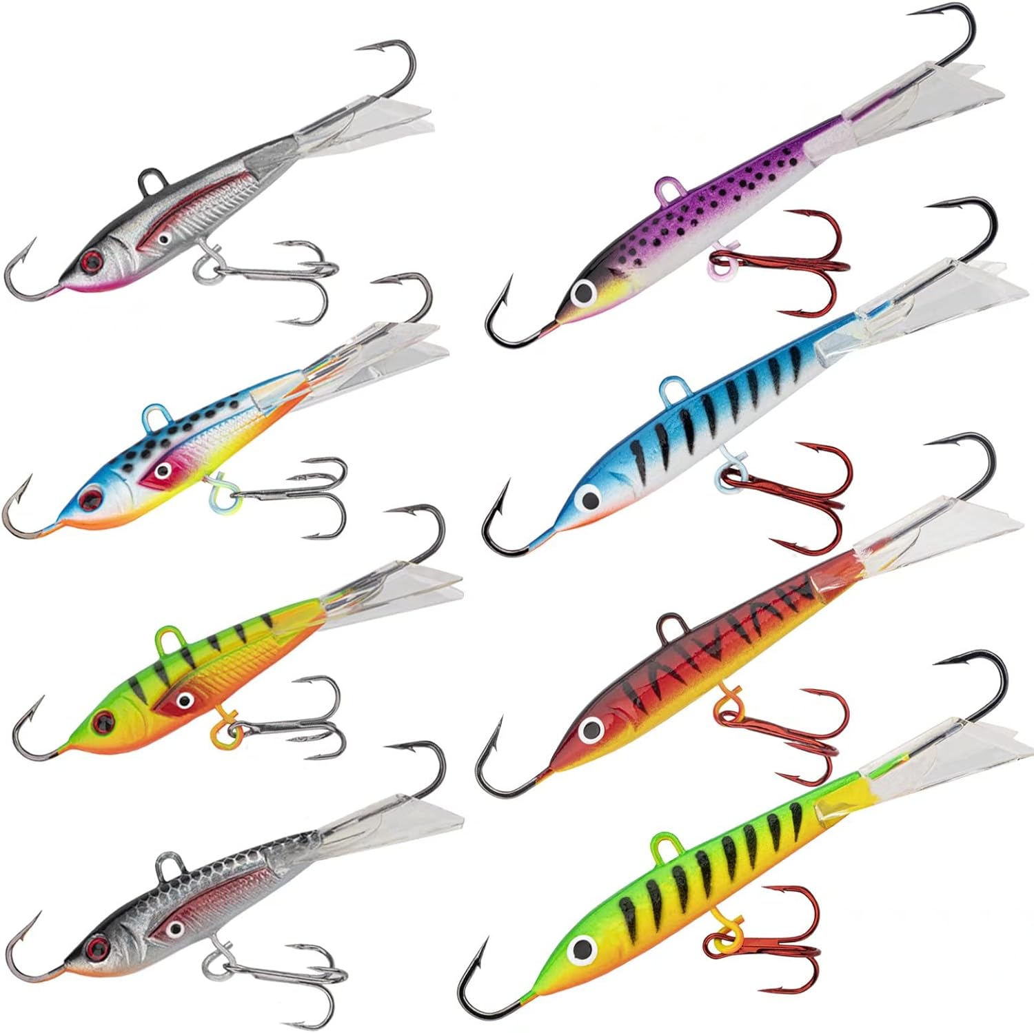 THKFISH Ice Fishing Jigs Ice Fishing Lures Ice Fishing Gear for Crappie, Panfish, Walleye, Bluegill Vertical Jigs Kit Ice Fishing Tackle 4PCS/8PCS 10g(0.35oz) 18g(0.63oz)