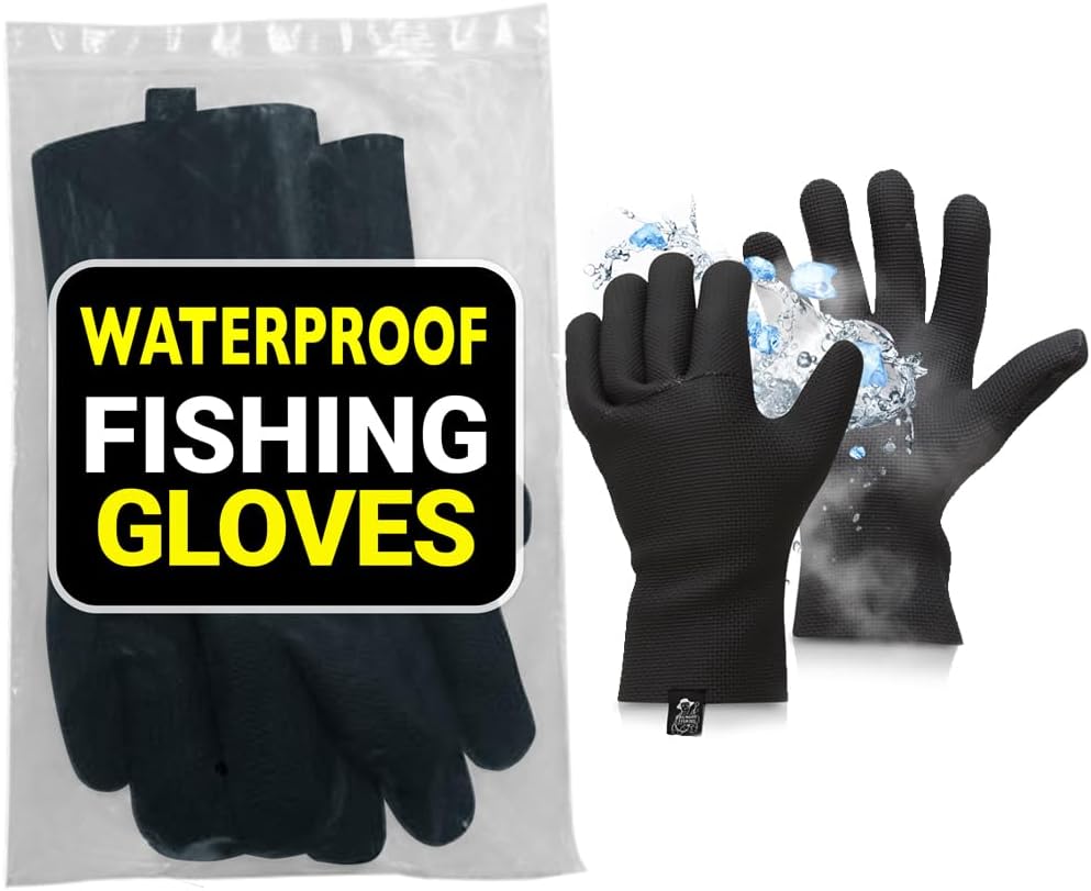 Waterproof Fishing Gloves for Men - Ice Fishing Gloves - One Size (L to XL)