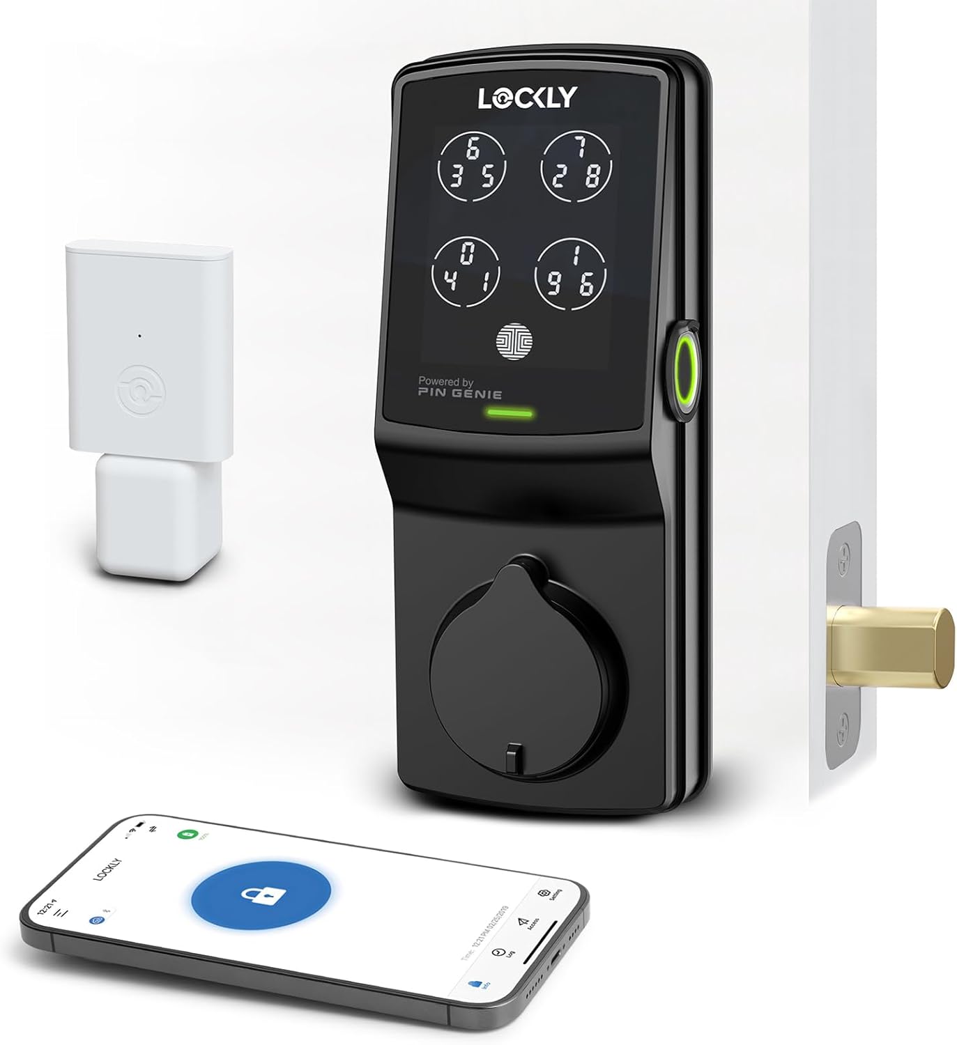 Lockly Secure Pro, Wi-Fi Smart Deadbolt, Keyless Entry Door Lock, PIN Genie Keypad, 3D Biometric Fingerprint Sensor, Auto Lock - Matte Black (PGD728WMB)