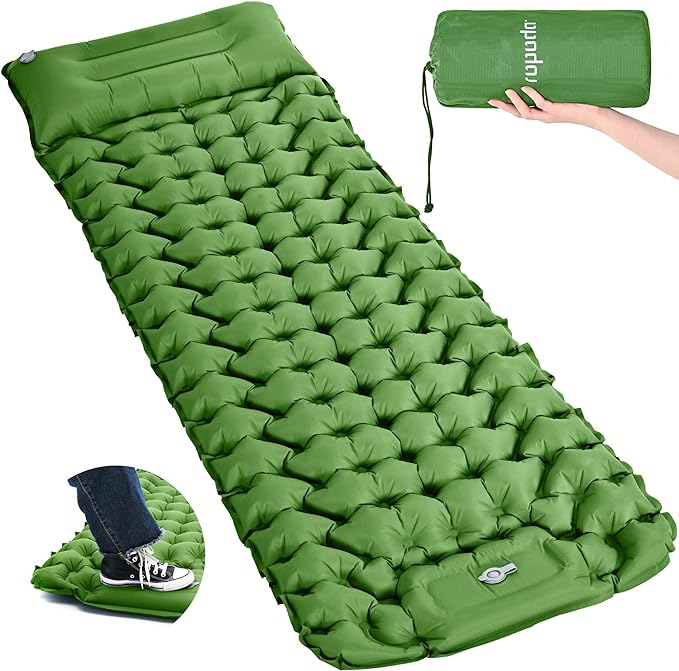 ropoda Extra Thickness 3.9'' Inflatable Sleeping Pad for Camping with Pillow, Built-in Foot Pump, 77''*27'' Sleeping Mat with Carry Bag, Ultralight & Compact Camping Mattress for Hiking, Camping Pad