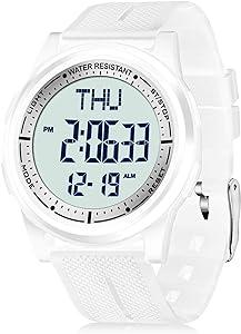 Beeasy Digital Watch Waterproof with Stopwatch Alarm Countdown Dual Time, Ultra-Thin Super Wide-Angle Display Digital Wrist Watches for Men Women