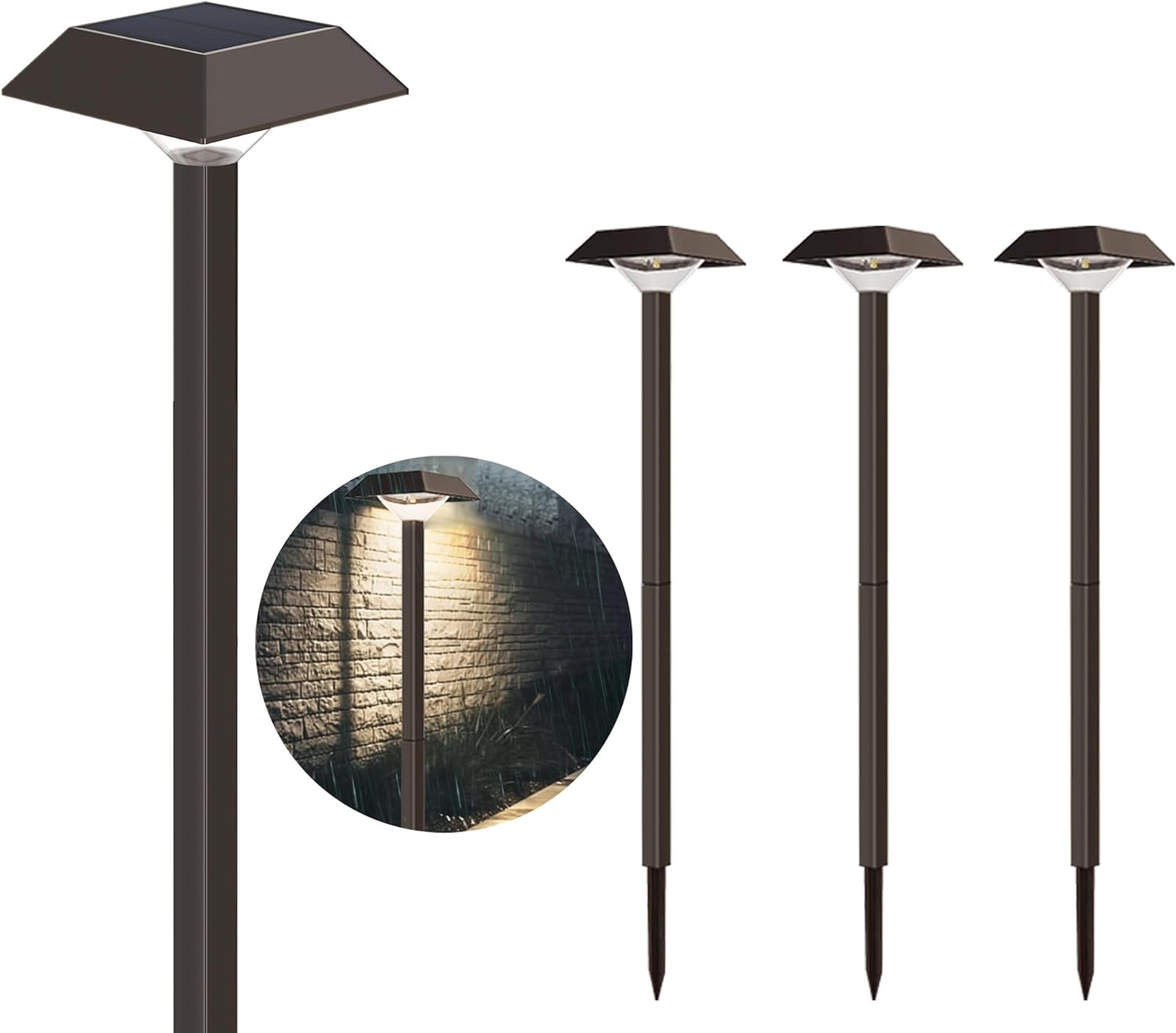 Bobcat Solar Landscape Pathway Lights Super Bright with 2-in-1 Warm White and Daylight Modes, Solar Lights for Outdoor Path, Sidewalk, Driveway, or Walk Way, Dark Brown(4 Pack)