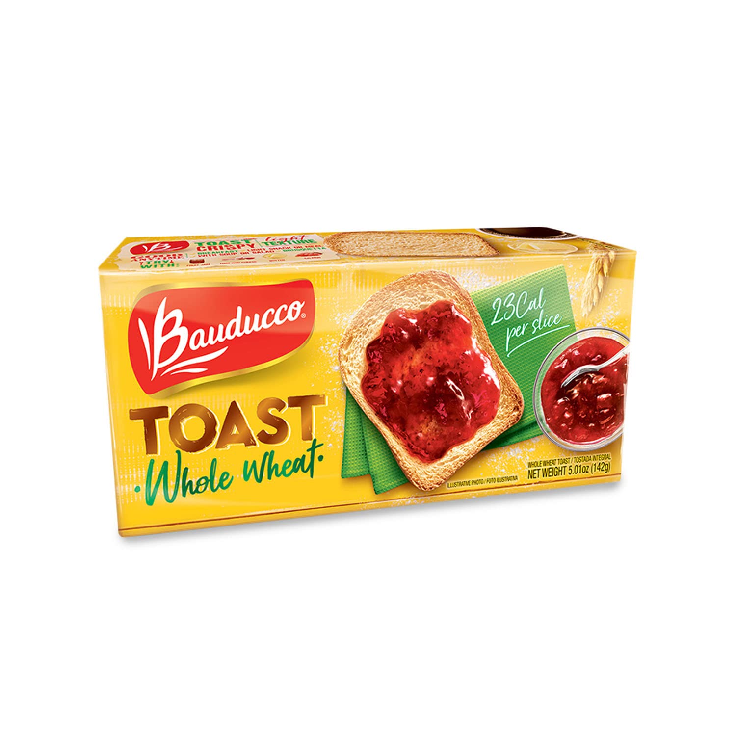 Bauducco Whole Wheat Toast - Delicious, Light & Crispy Toasted Bread - Whole Wheat - Ready-to-Eat Breakfast Toast & Sandwich Bread - No Artificial Flavors - 5.00 oz (Pack of 1)
