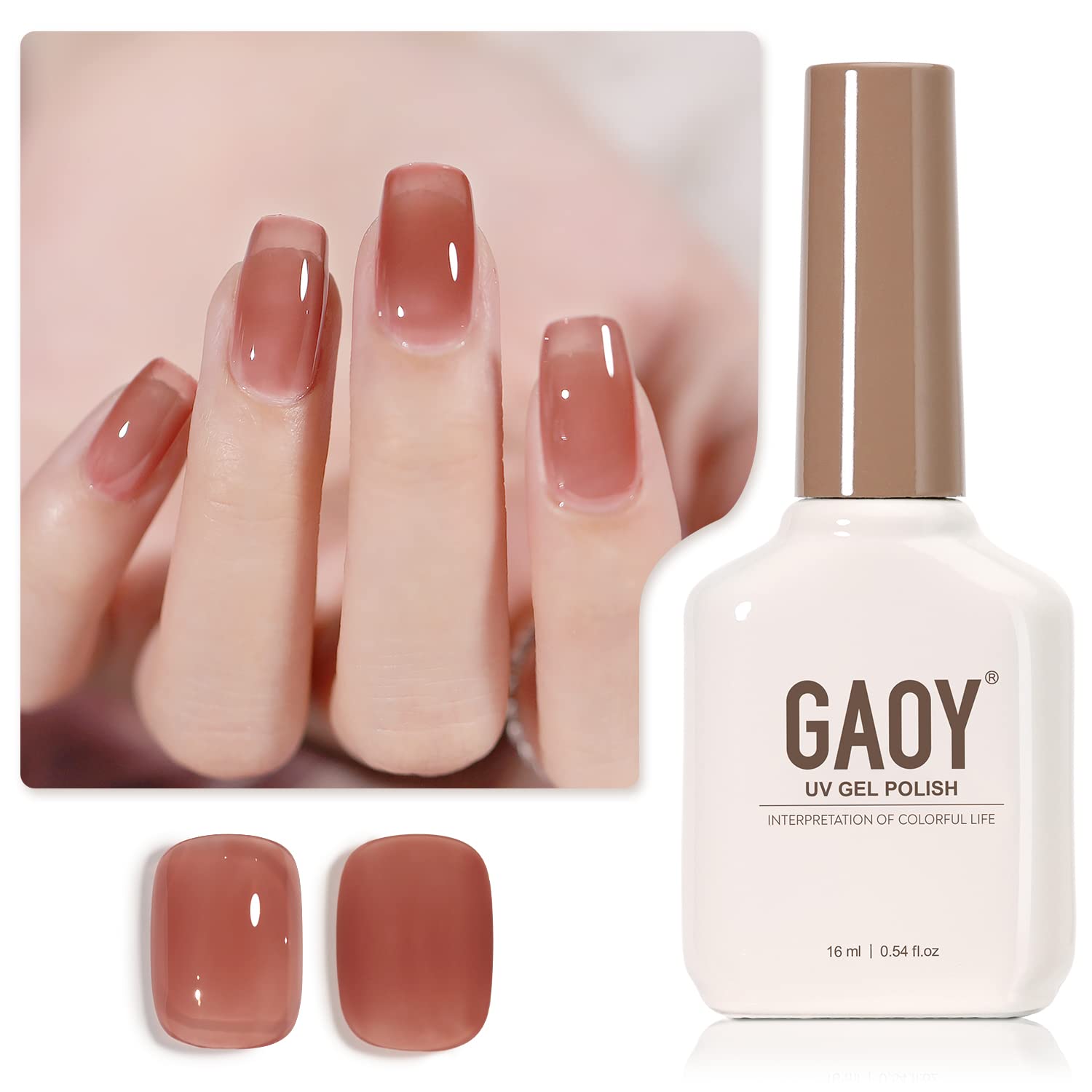 GAOY Jelly Maroon Gel Nail Polish, 16ml Sheer Spring Summer Translucent Color 1298 UV Light Cure Gel Polish for Nail Art DIY Manicure and Pedicure at Home